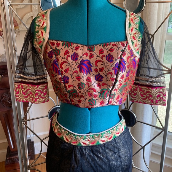 Indian Designer Black and Pink Chaniya Choli Navratri Garba Dress - Picture 12 of 15